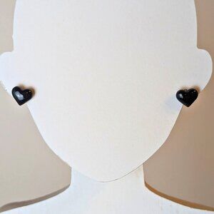 Black Heart Earrings Heart Post Earrings Black Stud Earrings LOVE Romance Goth
